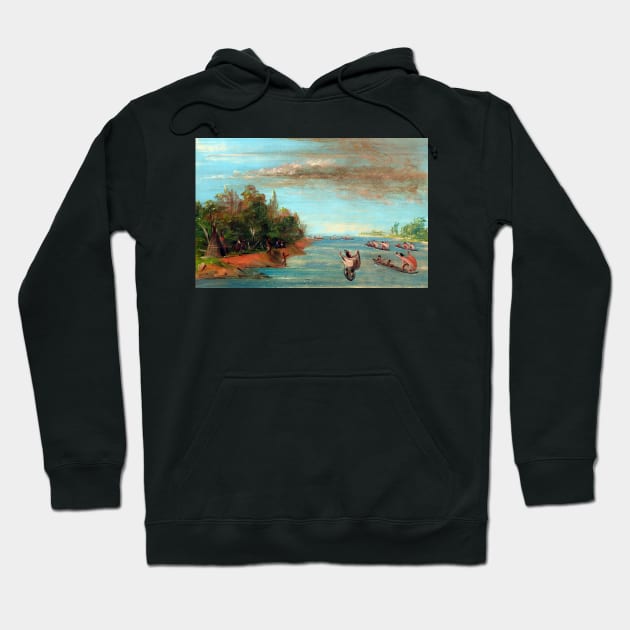 George Catlin Sac and Fox Sailing in Canoes Hoodie by pdpress